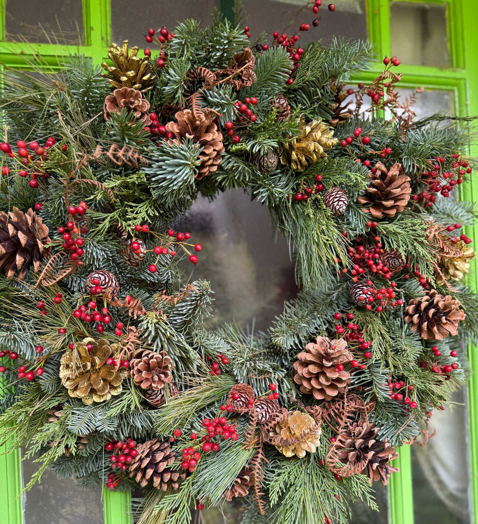 Luxury berries and cones Christmas wreath 